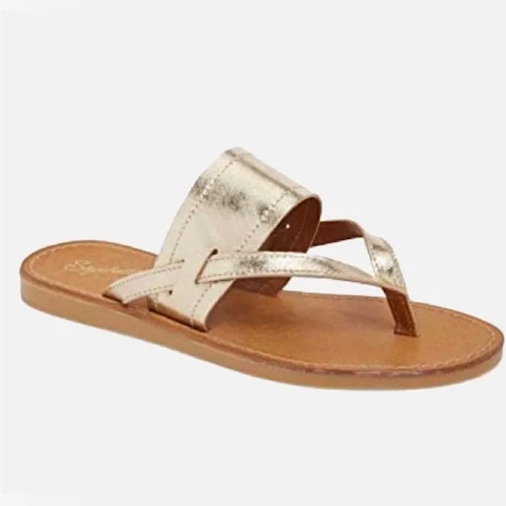 Seychelles Metallic Gold Leather Sandals, Size 8